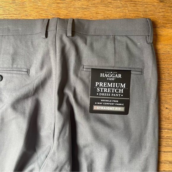 NEW Haggar Premium Stretch Dress Pant Straight Fit Grey Wrinkle Free Size 34 NWT - Picture 5 of 5